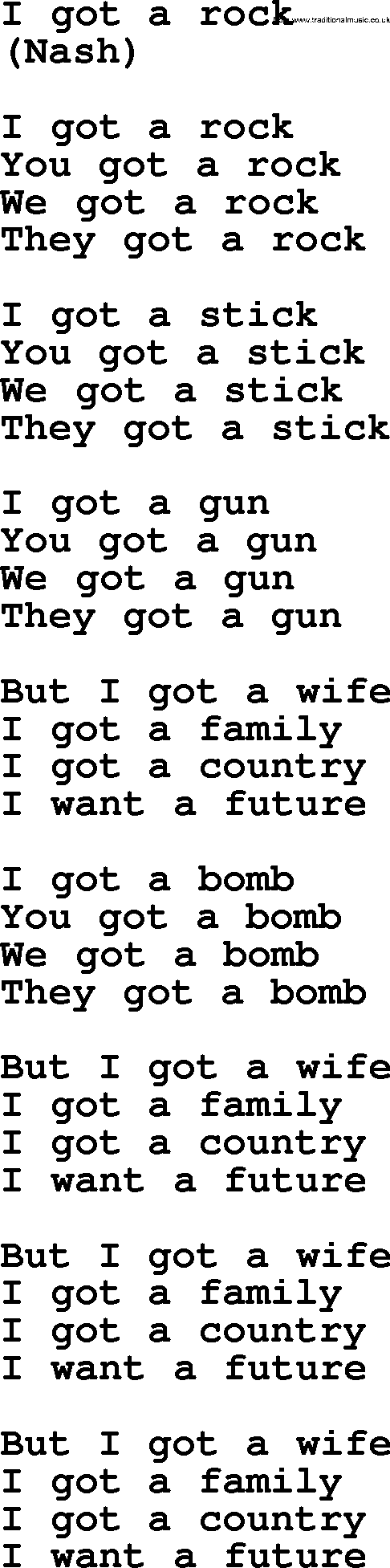 The Byrds song I Got A Rock, lyrics