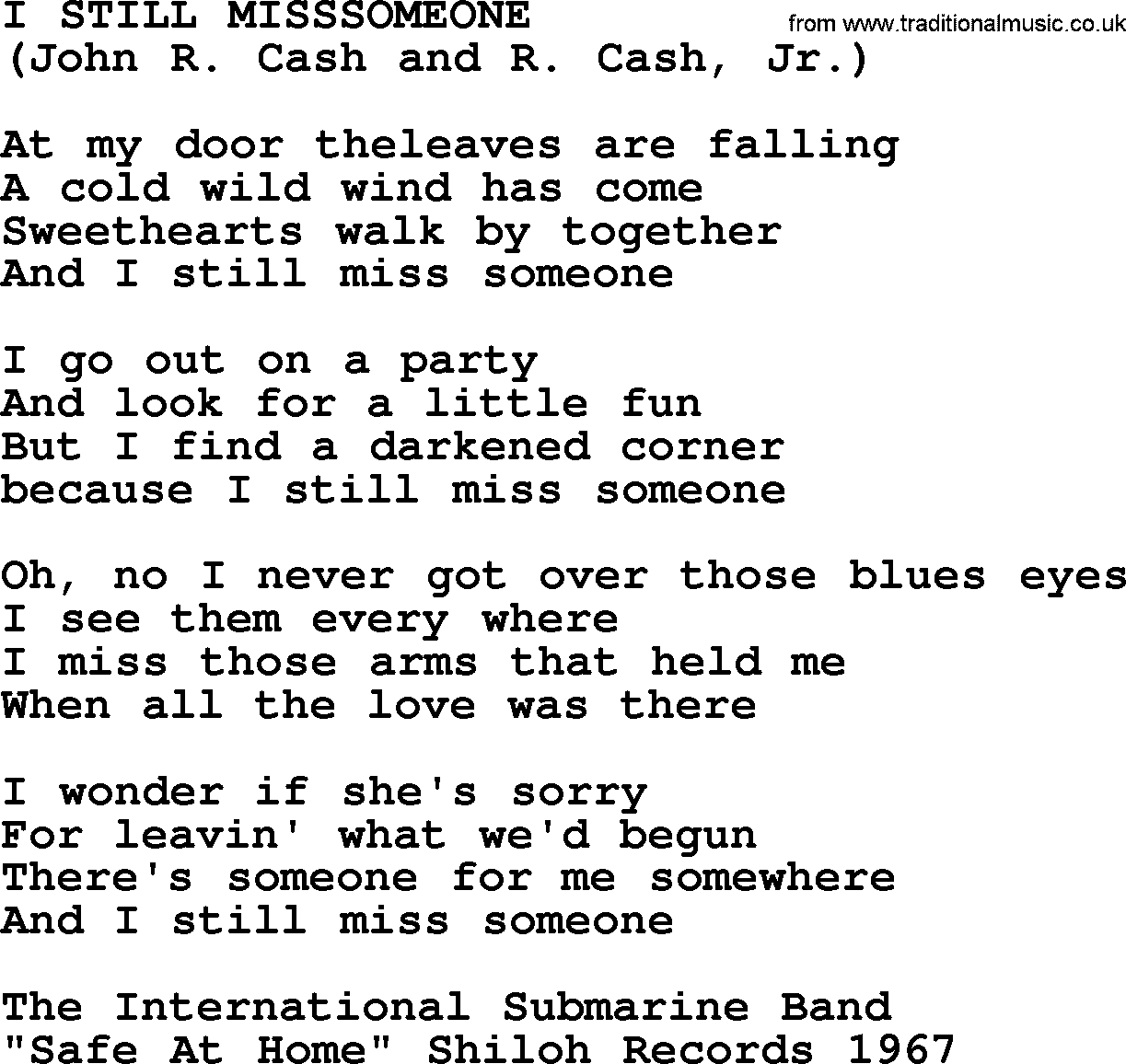 The Byrds song I Still Misssomeone, lyrics