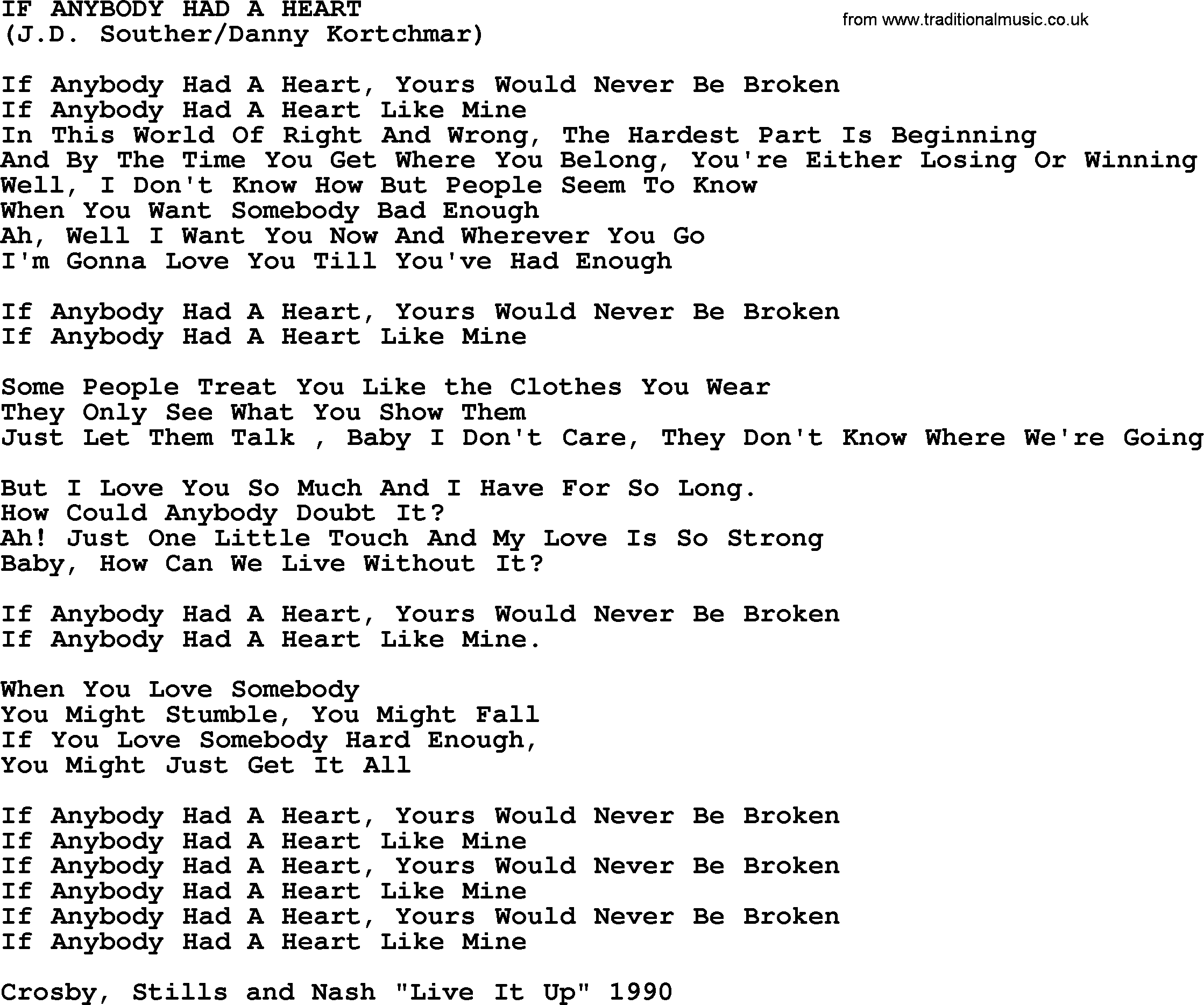 The Byrds song If Anybody Had A Heart, lyrics