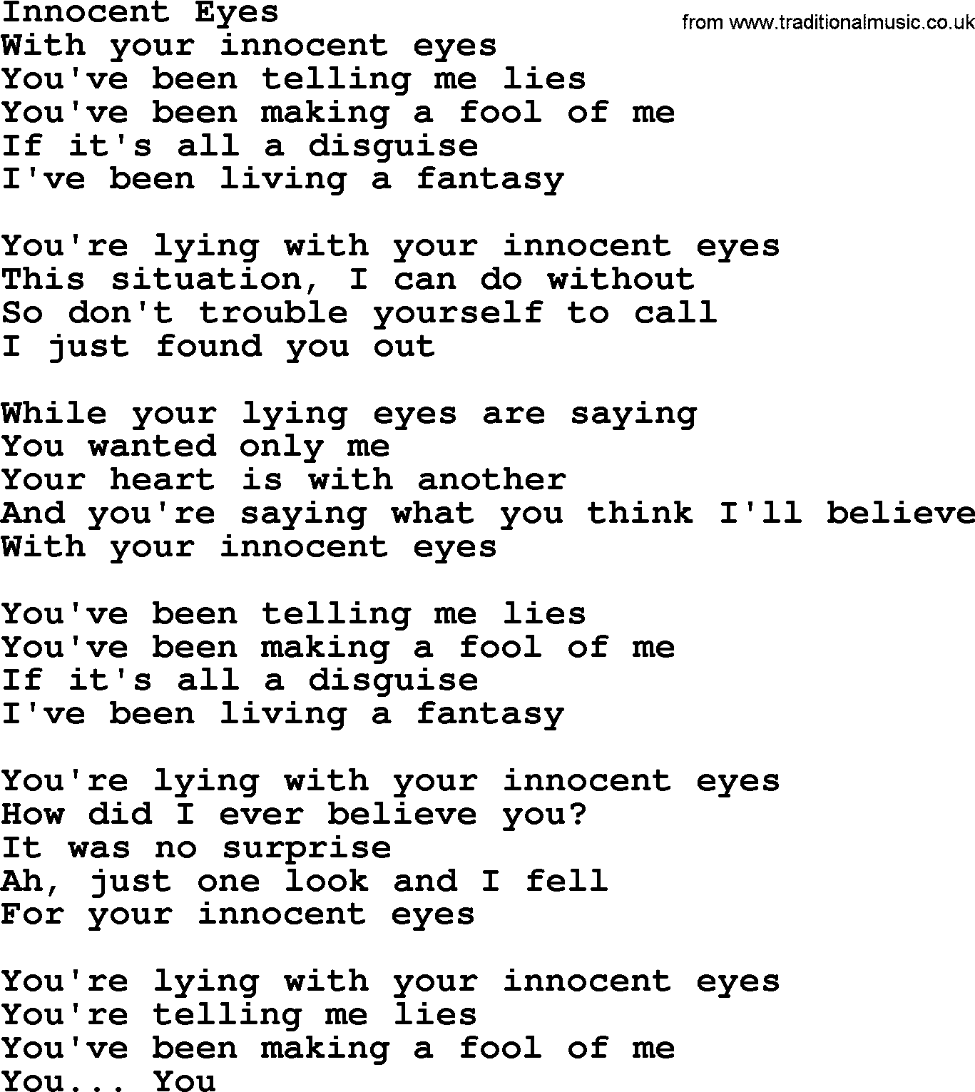 The Byrds song Innocent Eyes, lyrics