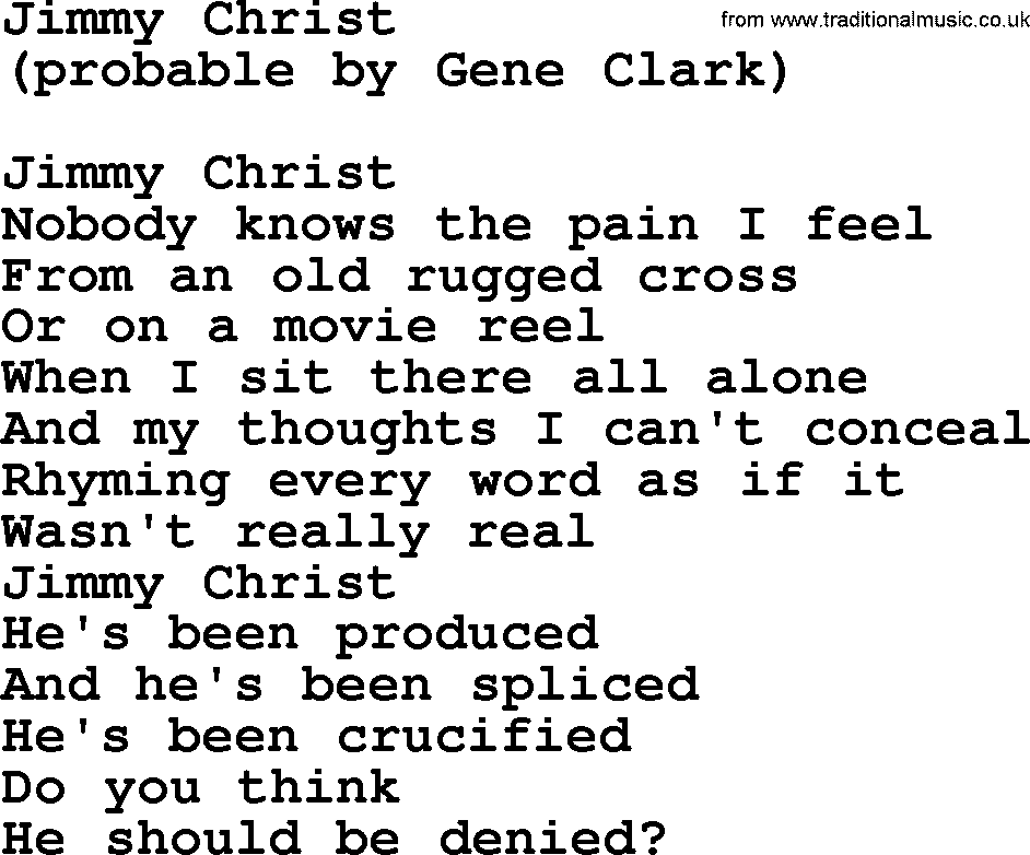 The Byrds song Jimmy Christ, lyrics