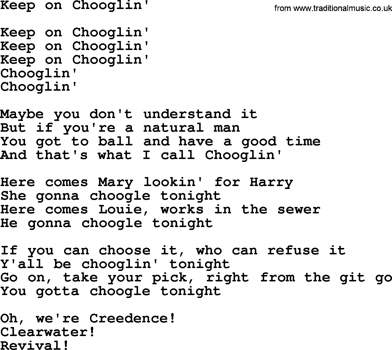 The Byrds song Keep On Chooglin', lyrics