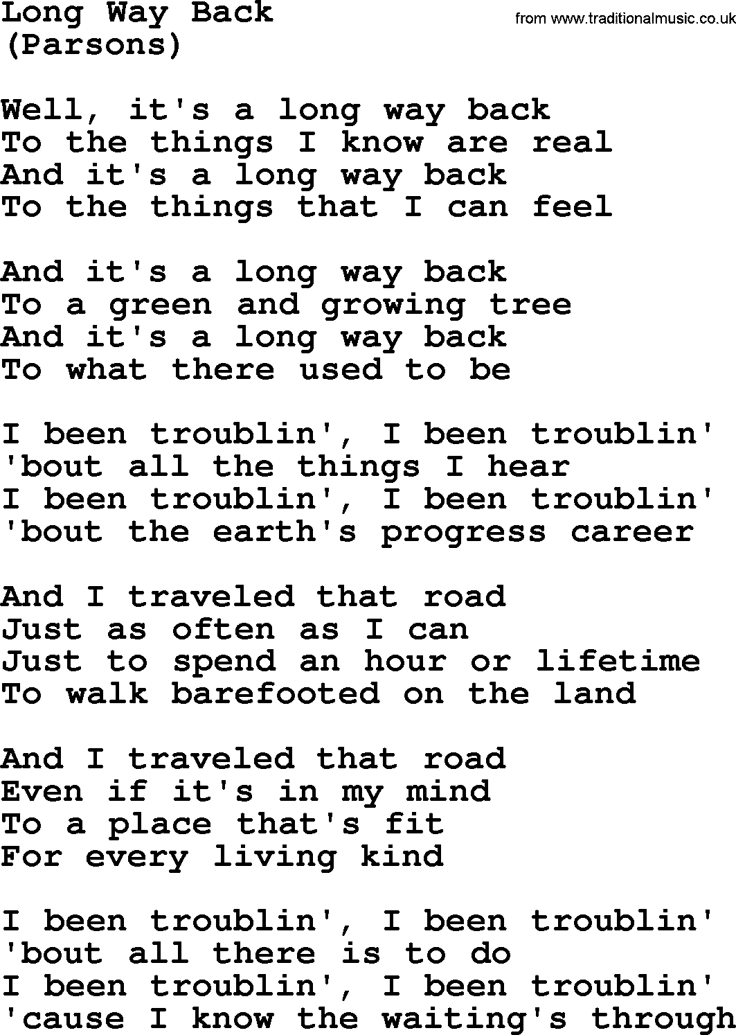 The Byrds song Long Way Back, lyrics