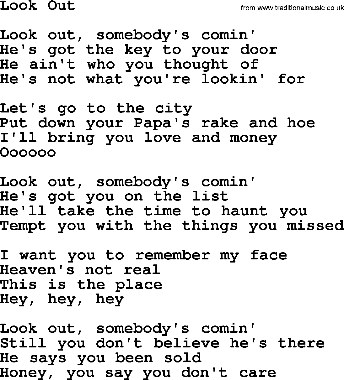 The Byrds song Look Out, lyrics
