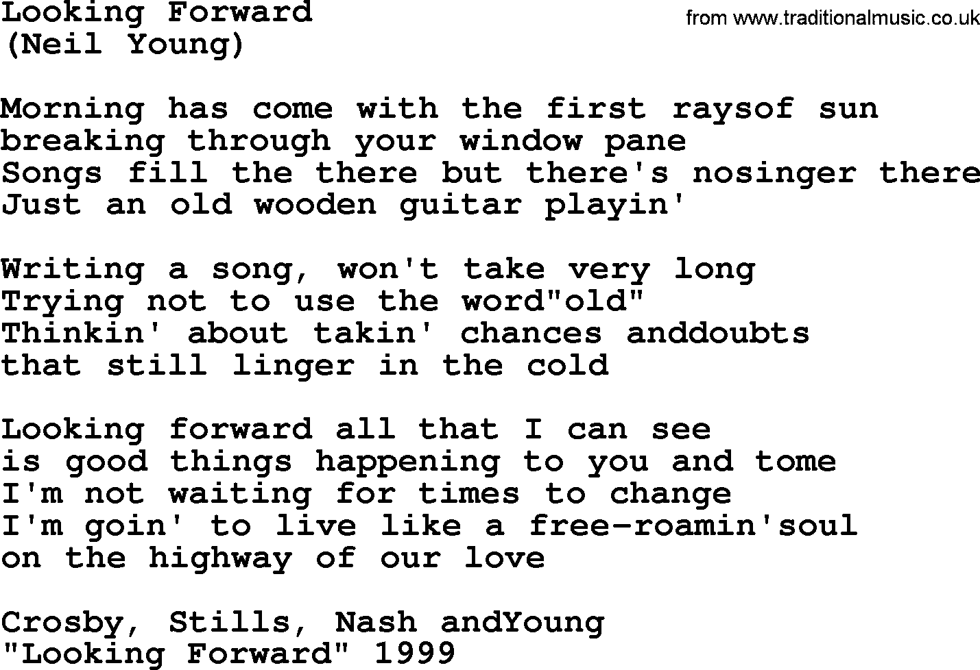 The Byrds song Looking Forward, lyrics