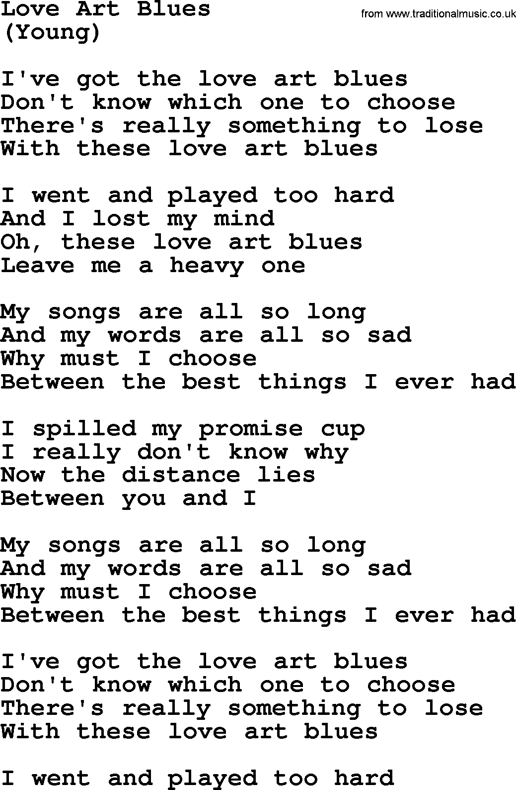 The Byrds song Love Art Blues, lyrics