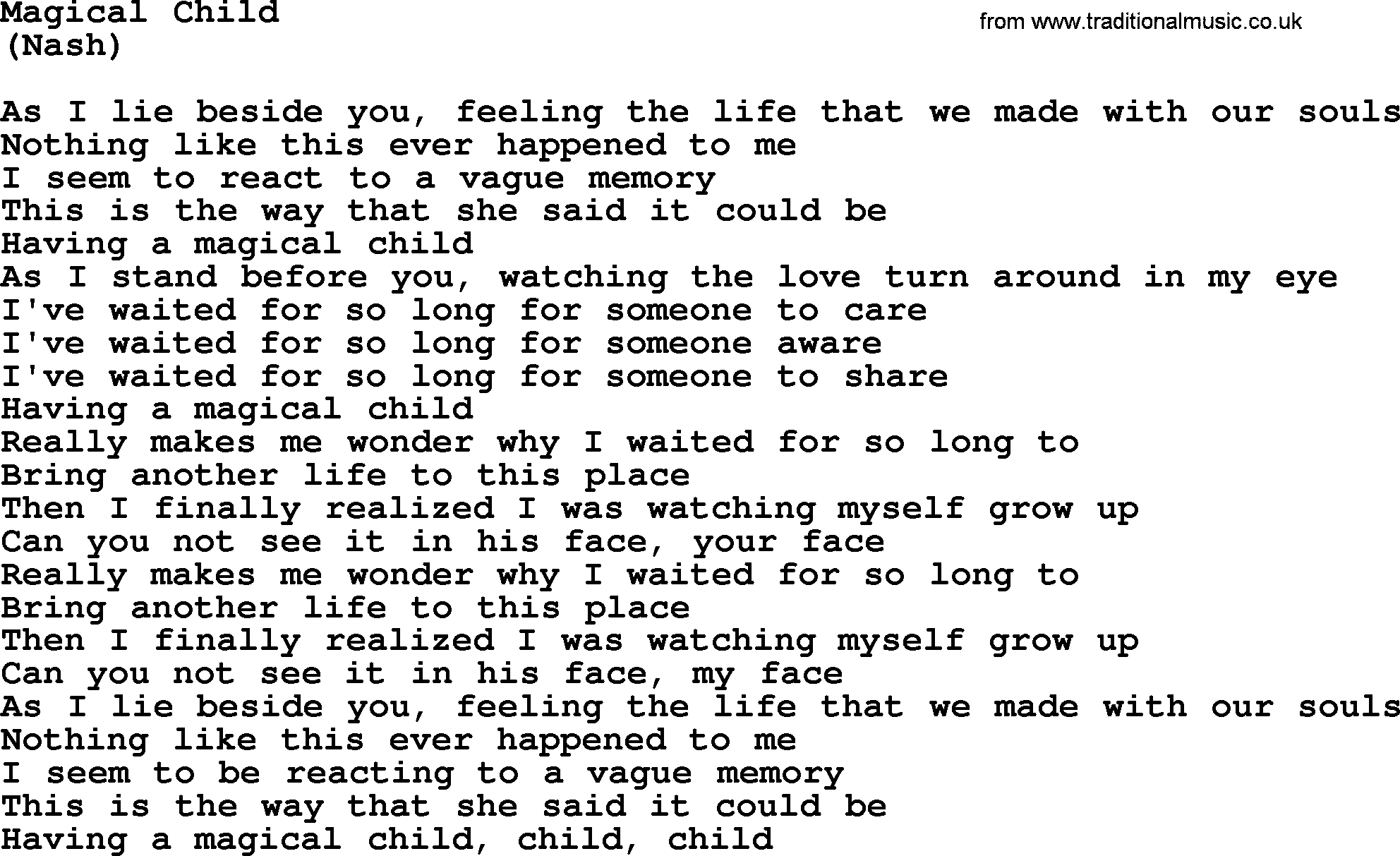 The Byrds song Magical Child, lyrics