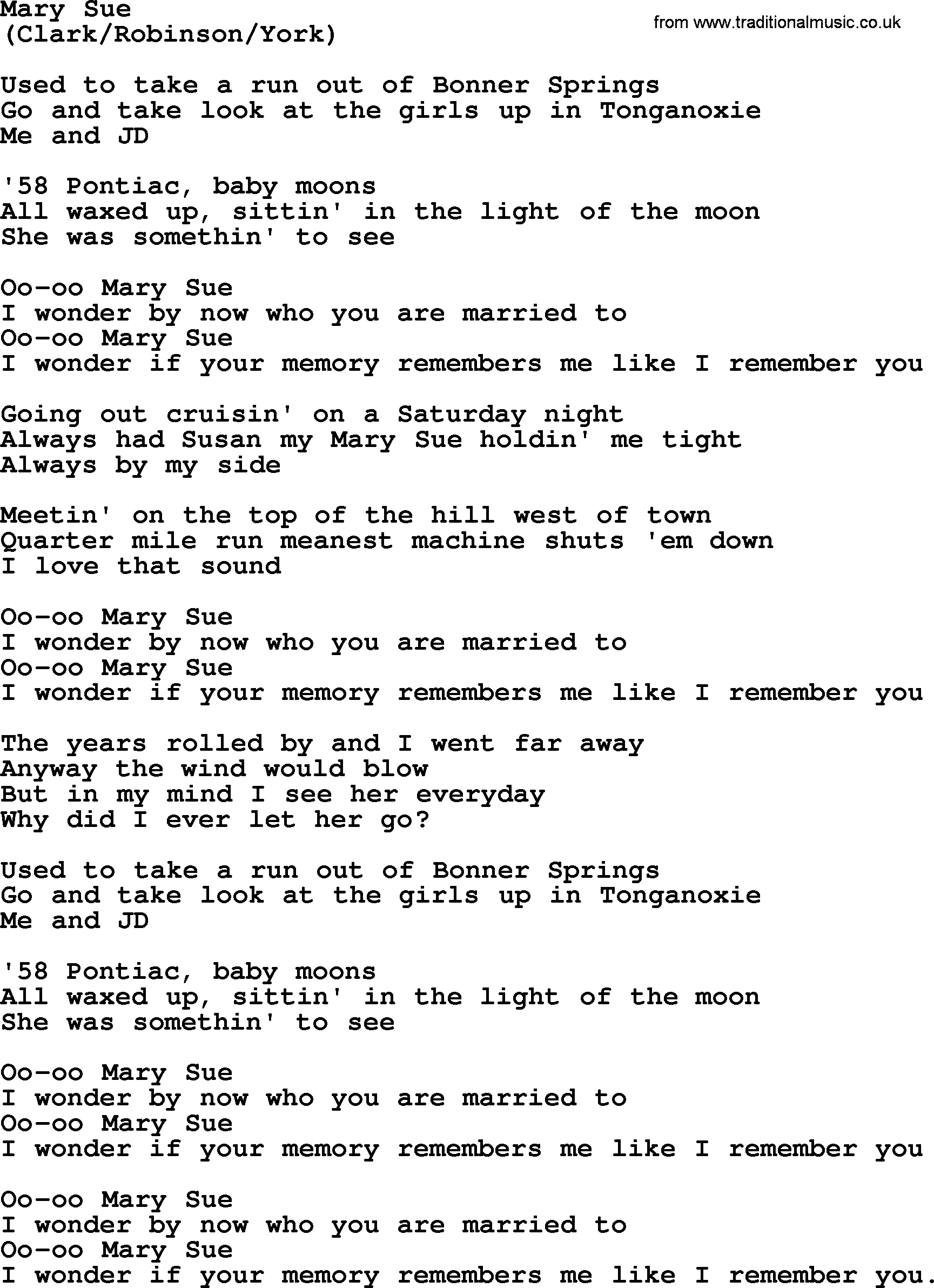 The Byrds song Mary Sue, lyrics
