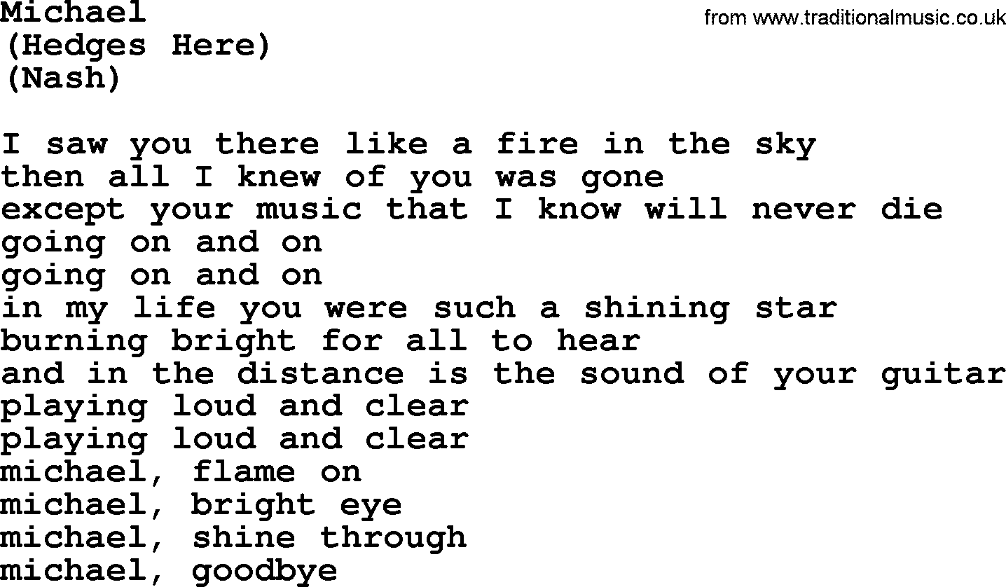 The Byrds song Michael, lyrics