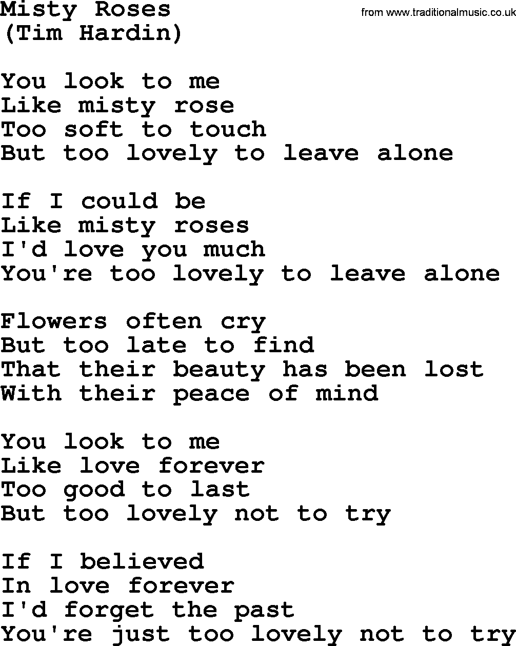 The Byrds song Misty Roses, lyrics