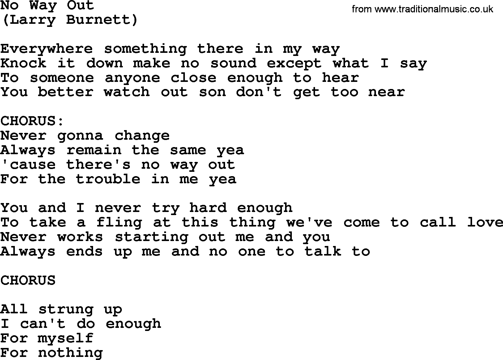 The Byrds song No Way Out, lyrics