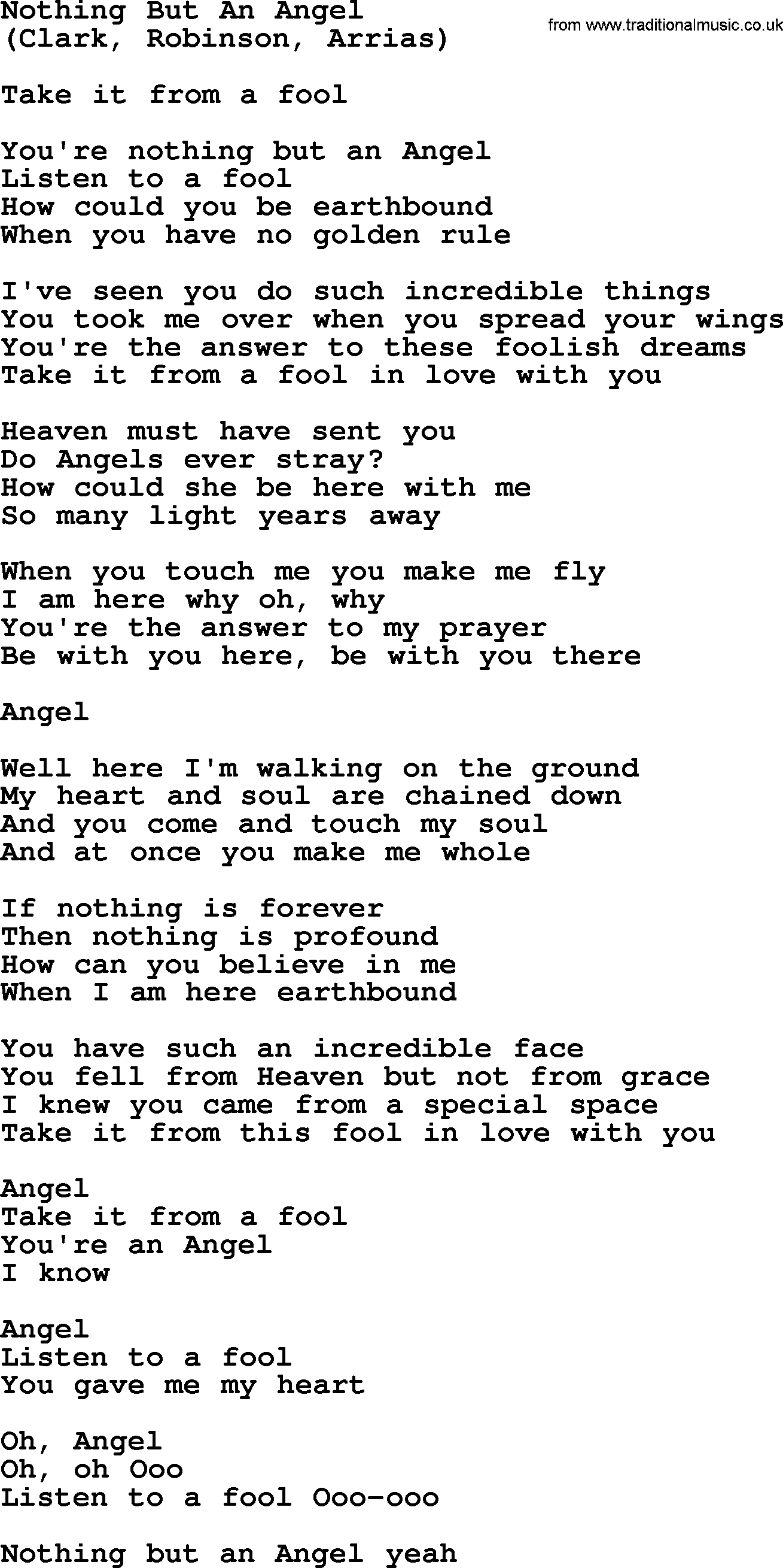 The Byrds song Nothing But An Angel, lyrics