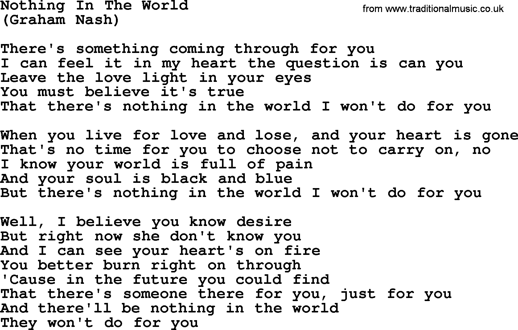 The Byrds song Nothing In The World, lyrics