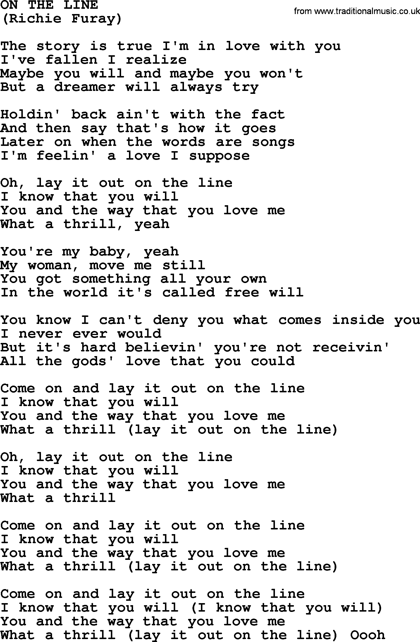 The Byrds song On The Line, lyrics