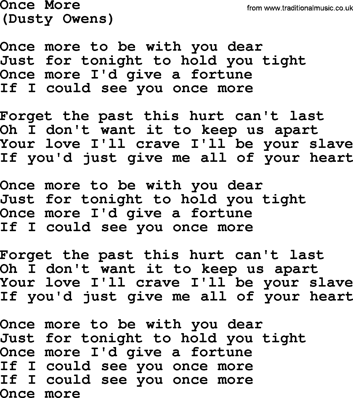 The Byrds song Once More, lyrics