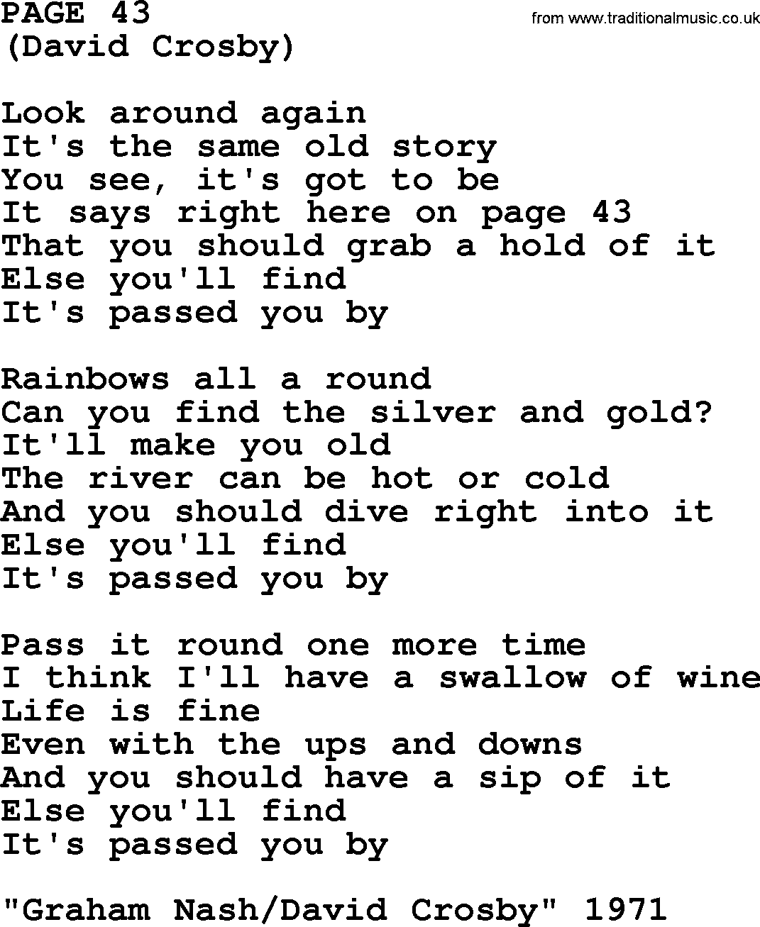 The Byrds song Page 43, lyrics