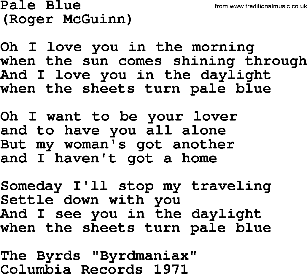 The Byrds song Pale Blue, lyrics