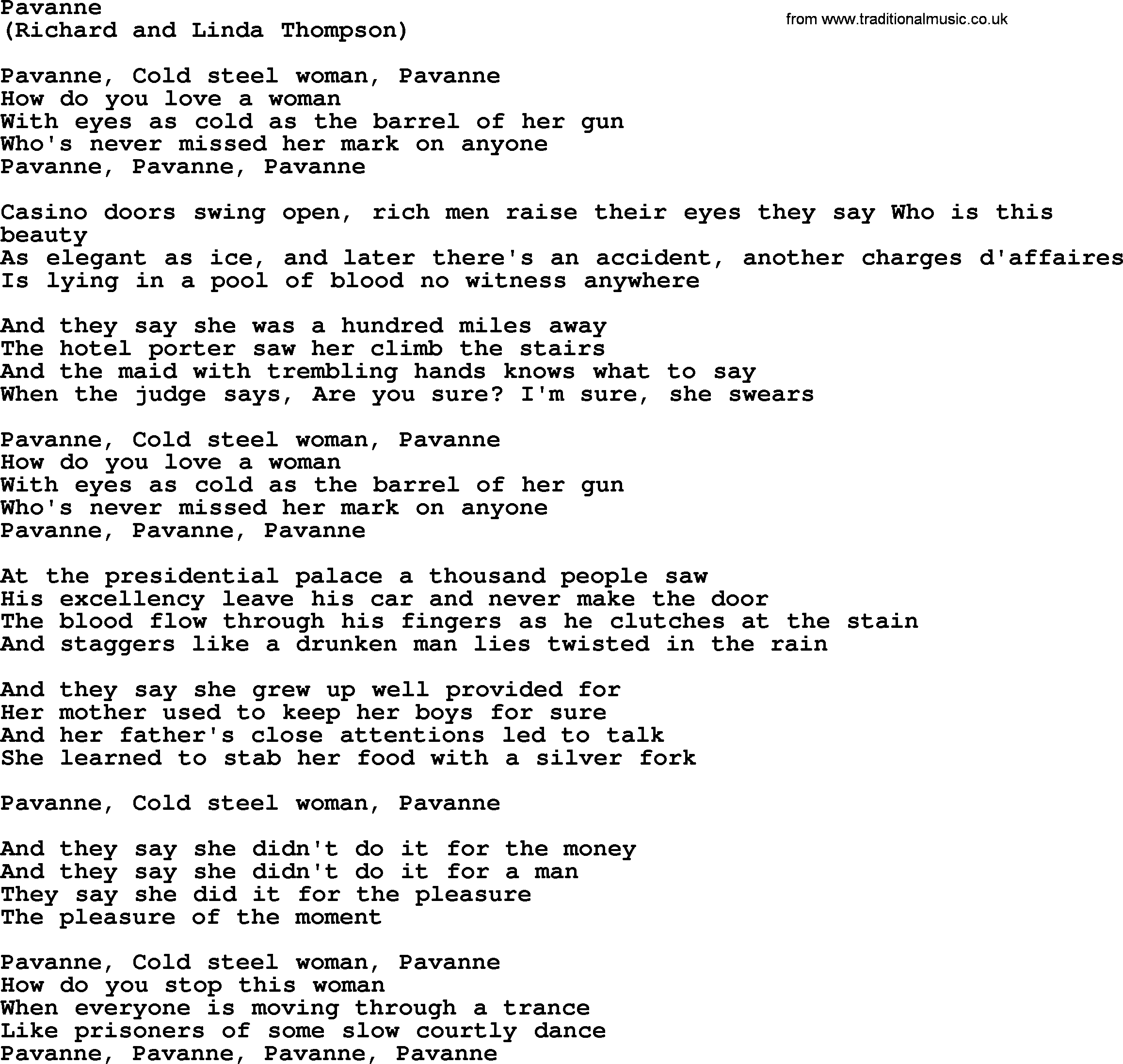 The Byrds song Pavanne, lyrics