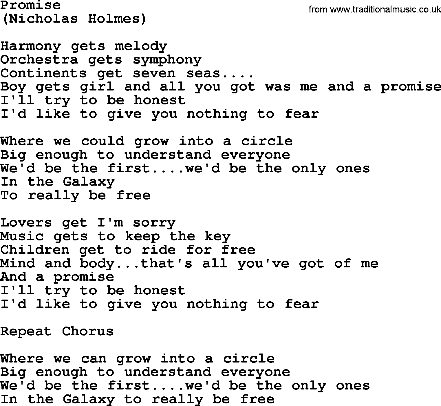 The Byrds song Promise, lyrics