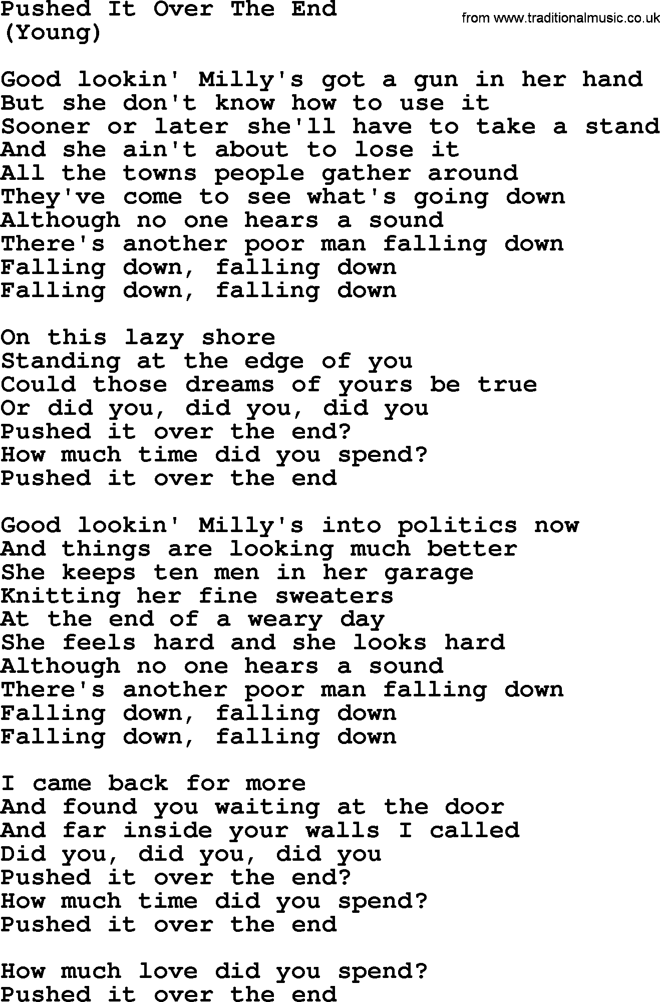 The Byrds song Pushed It Over The End, lyrics