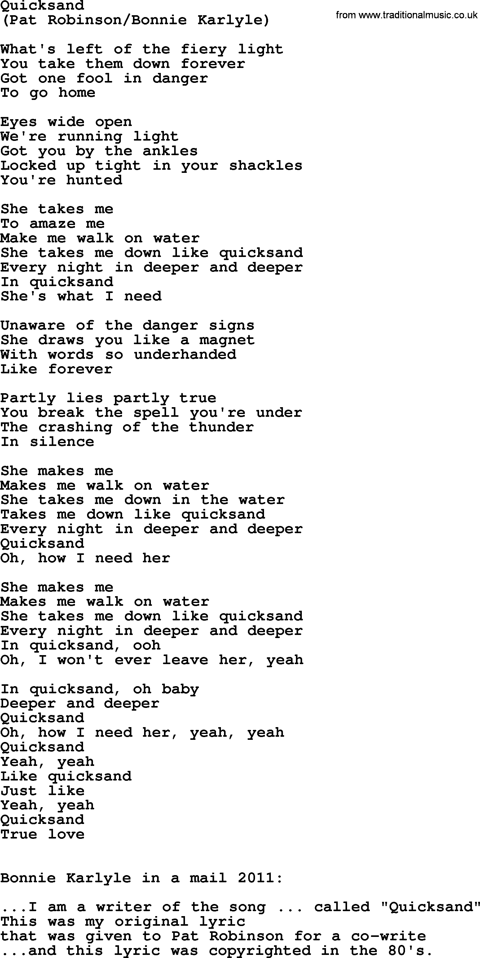The Byrds song Quicksand, lyrics