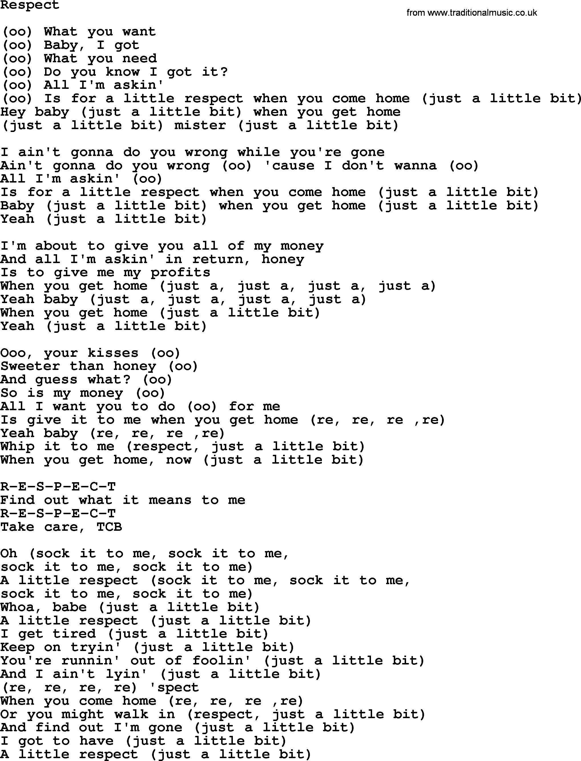 The Byrds song Respect, lyrics
