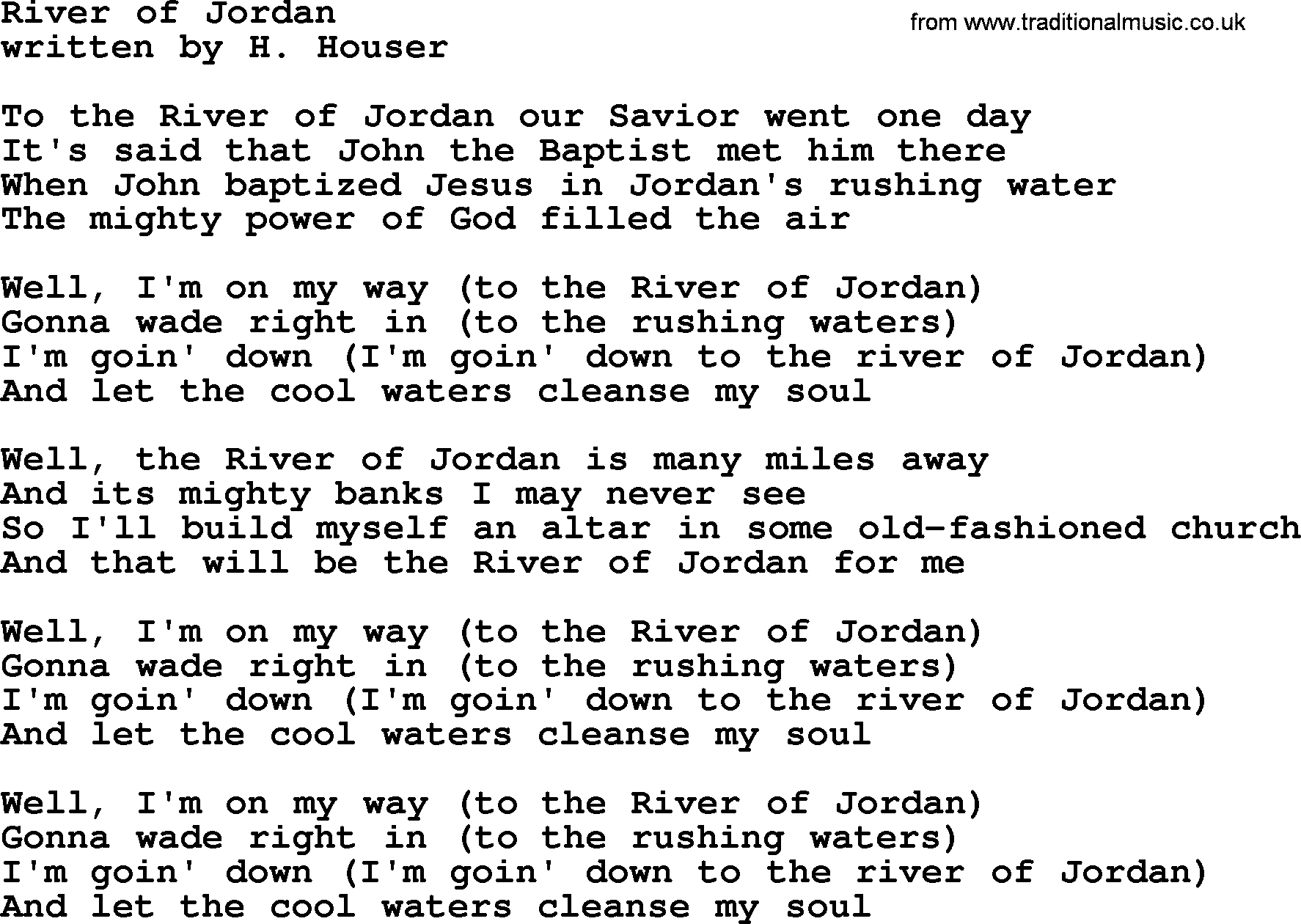 The Byrds song River Of Jordan, lyrics