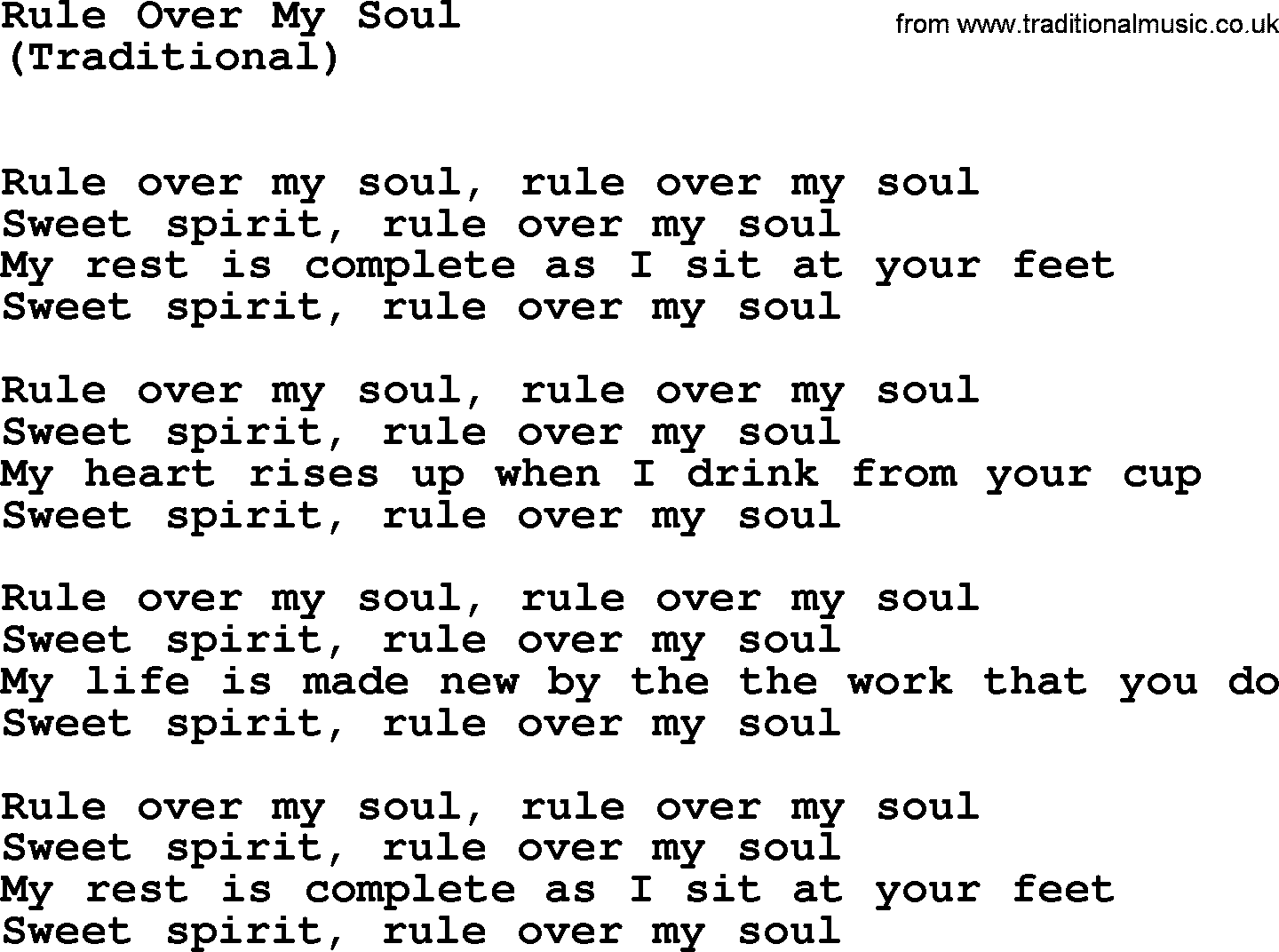 The Byrds song Rule Over My Soul, lyrics