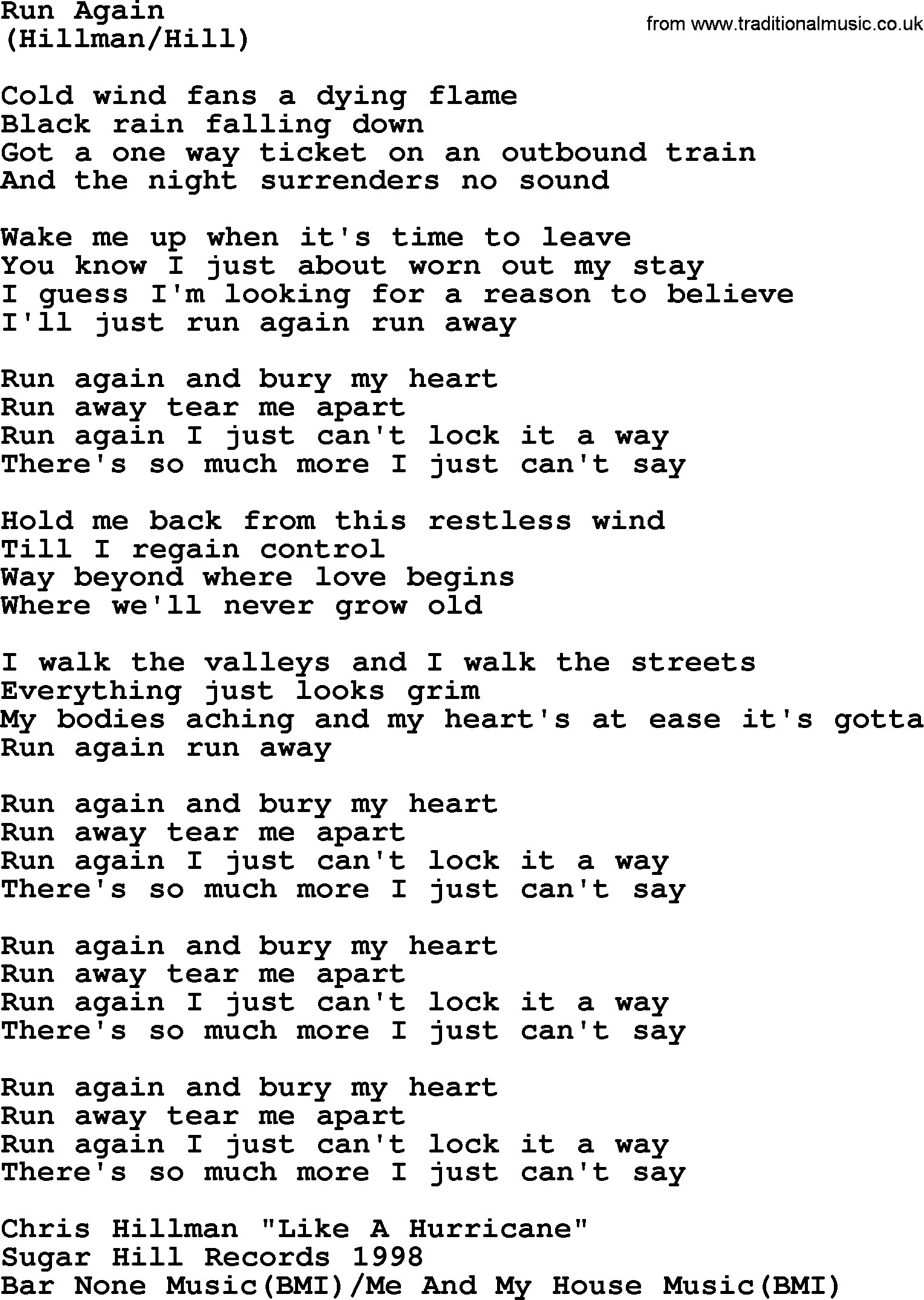 The Byrds song Run Again, lyrics