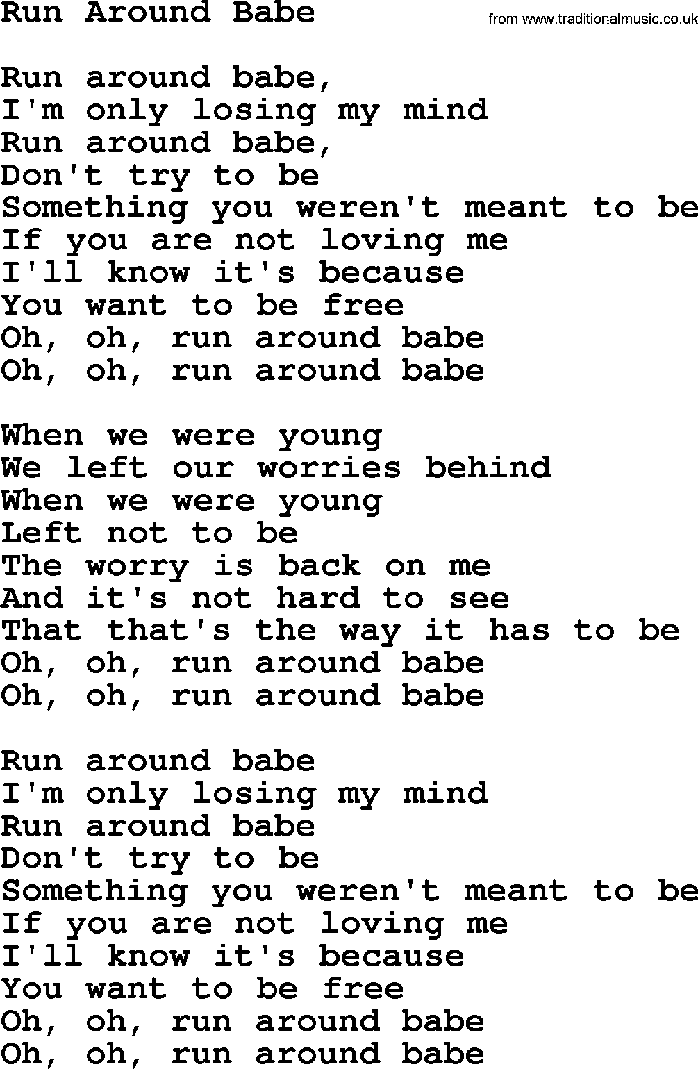 The Byrds song Run Around Babe, lyrics