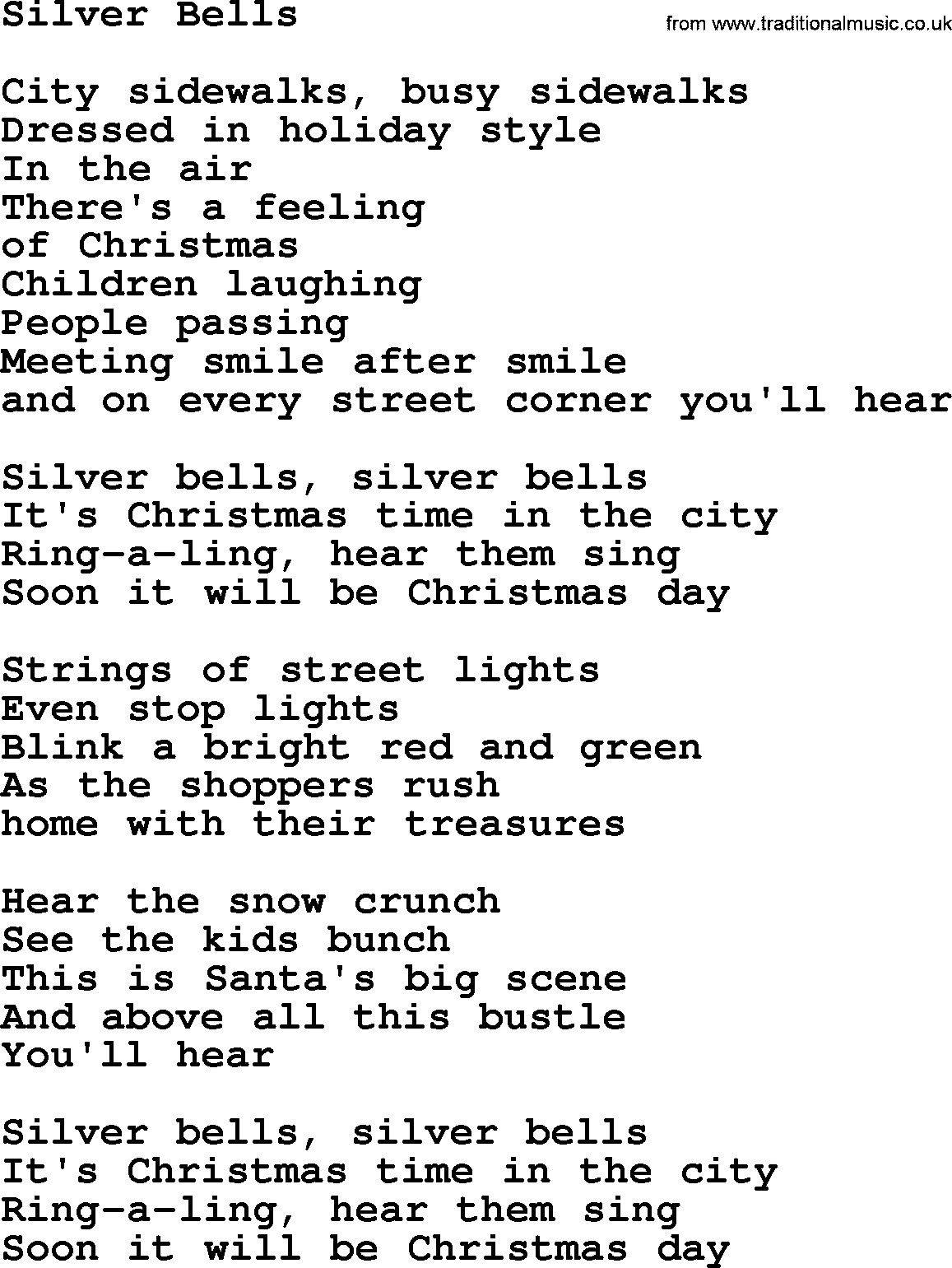 The Byrds song Silver Bells, lyrics