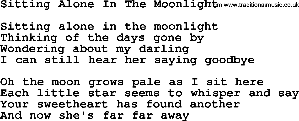 The Byrds song Sitting Alone In The Moonlight, lyrics