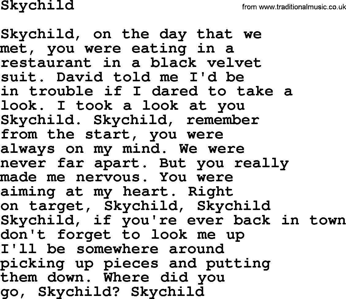 The Byrds song Skychild, lyrics