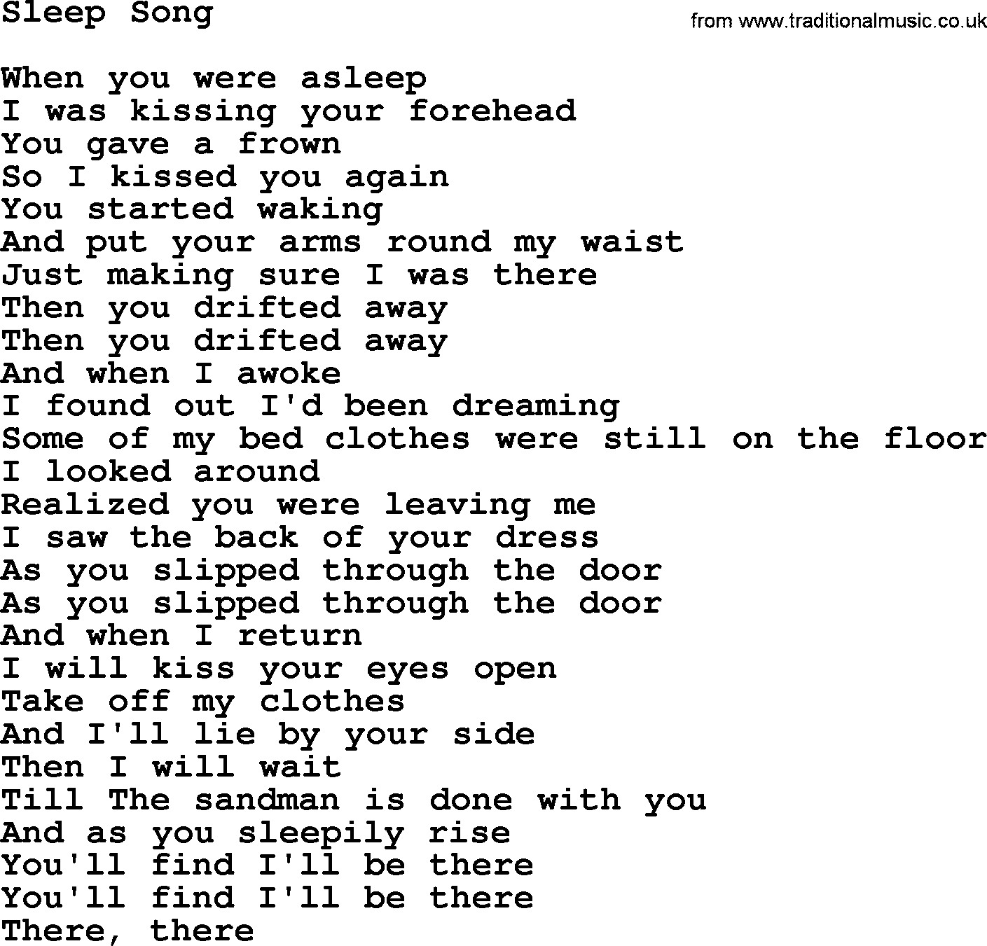 The Byrds song Sleep Song, lyrics