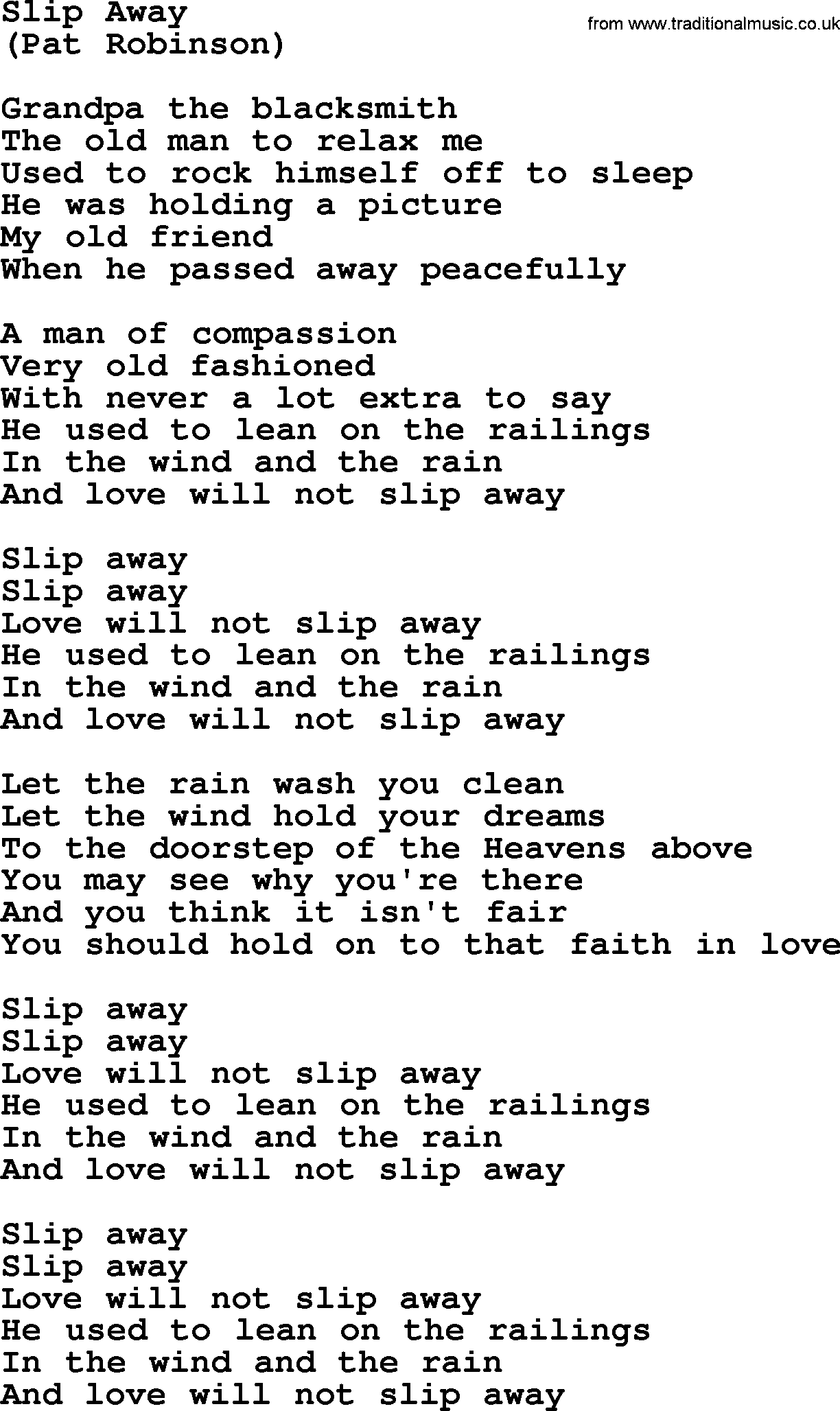 The Byrds song Slip Away, lyrics