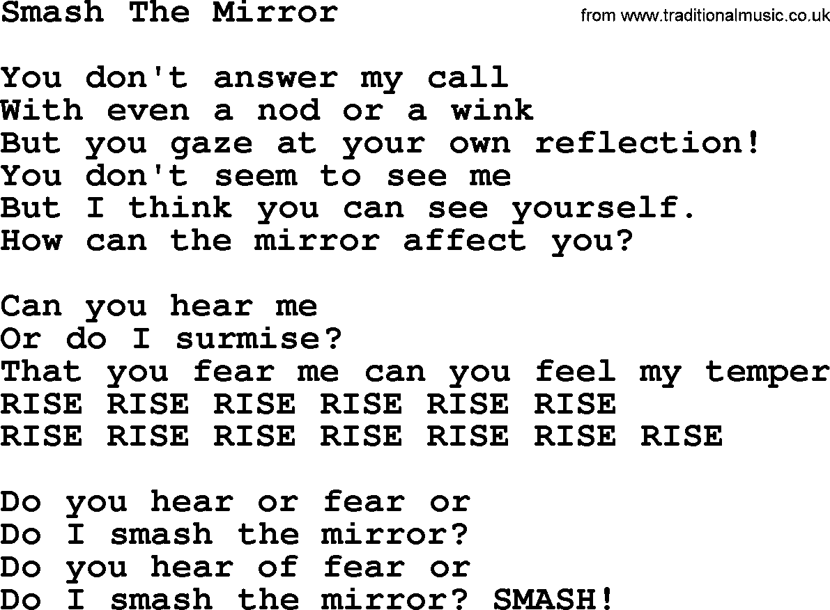 The Byrds song Smash The Mirror, lyrics