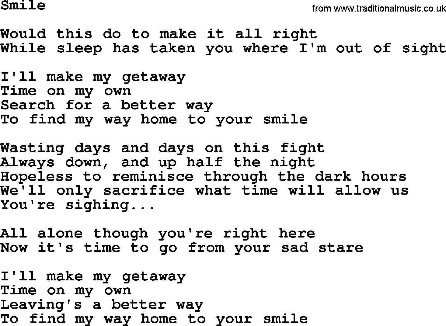 The Byrds song Smile, lyrics