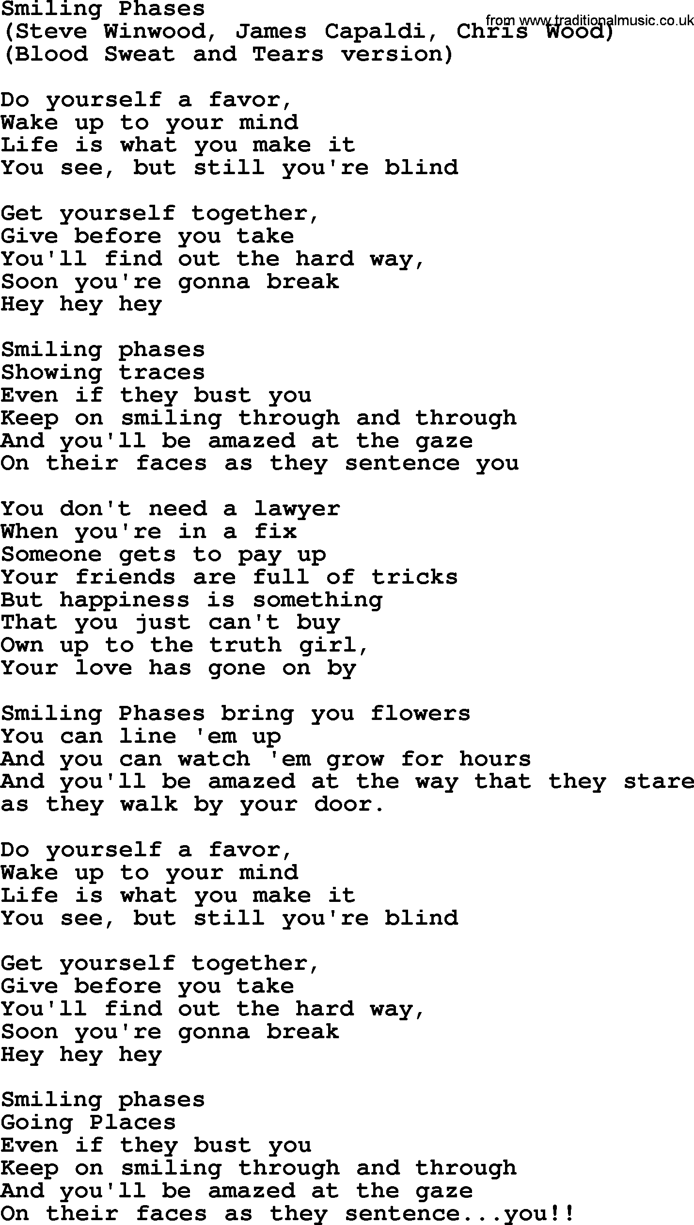 The Byrds song Smiling Phases, lyrics