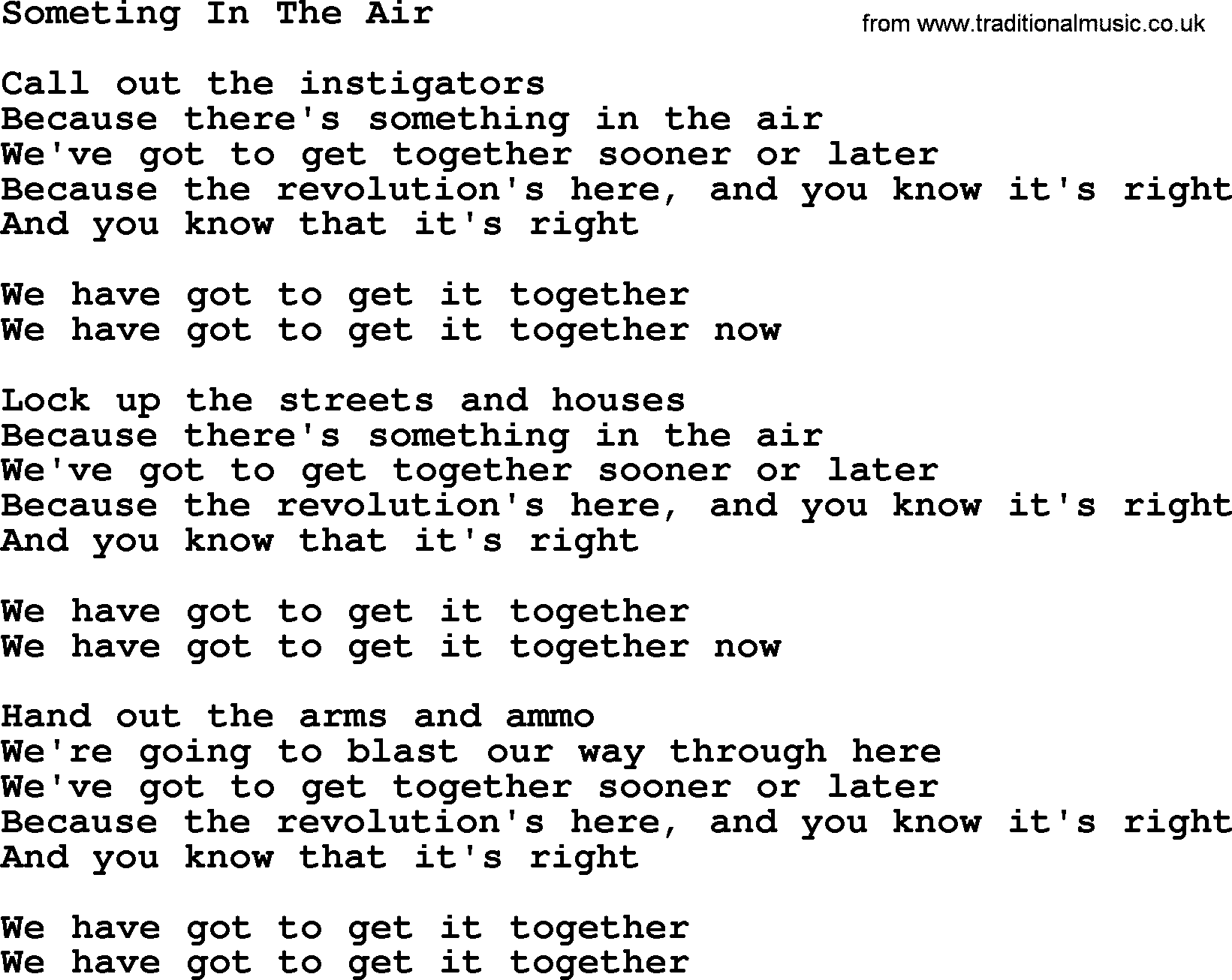 The Byrds song Someting In The Air, lyrics