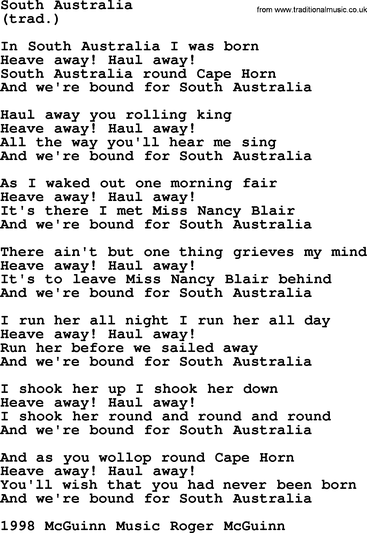 The Byrds song South Australia, lyrics