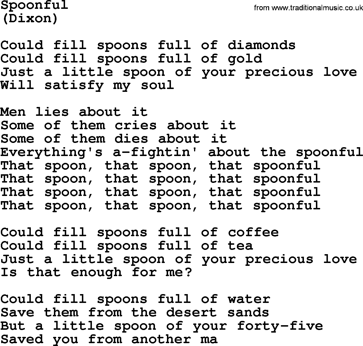 The Byrds song Spoonful, lyrics