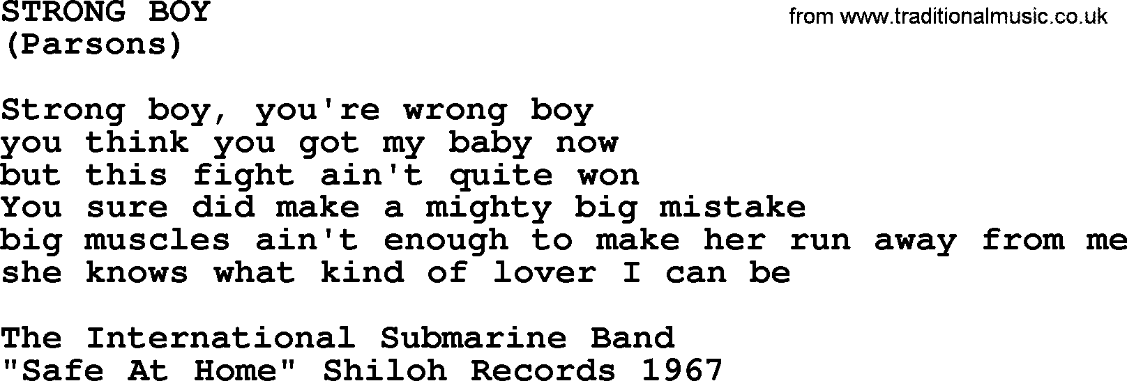 The Byrds song Strong Boy, lyrics
