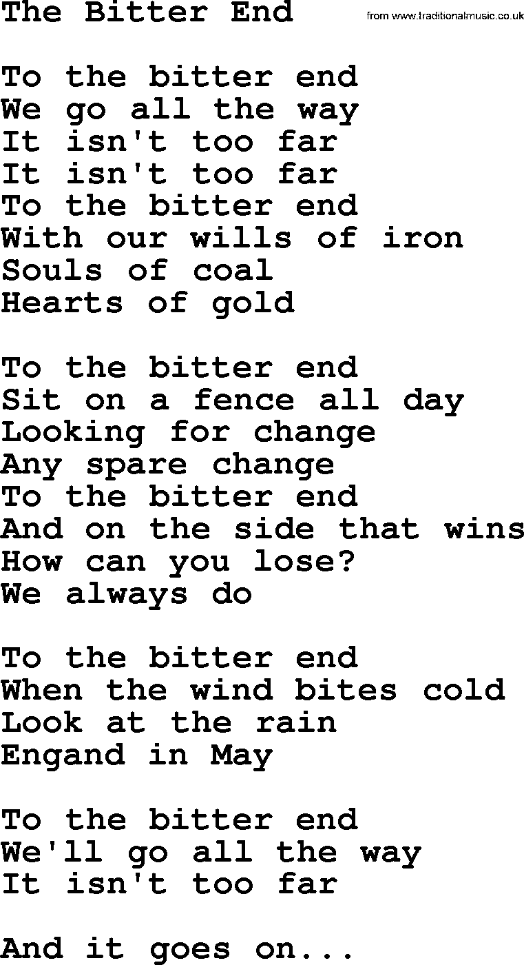 The Byrds song The Bitter End, lyrics
