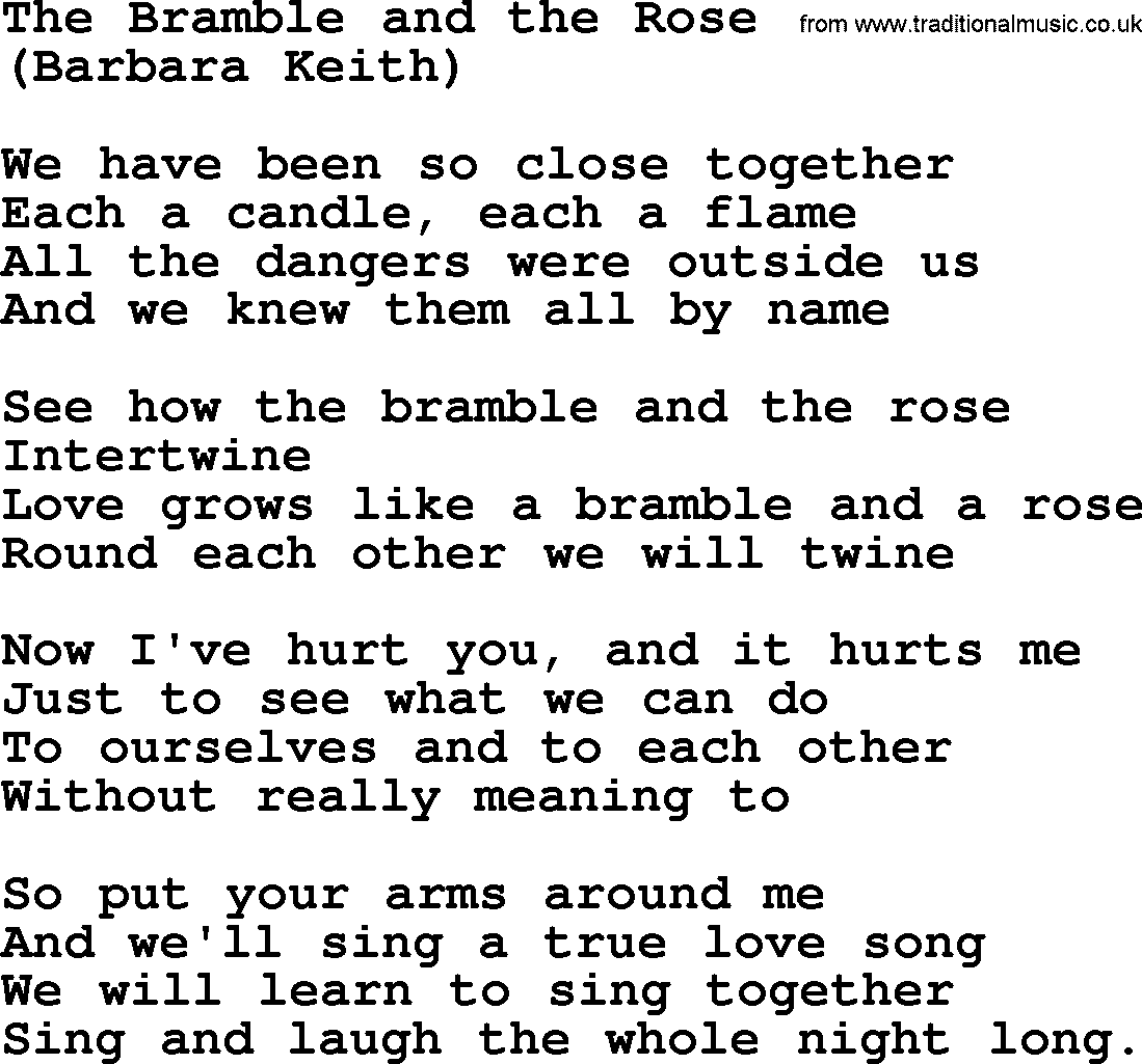 The Byrds song The Bramble And The Rose, lyrics