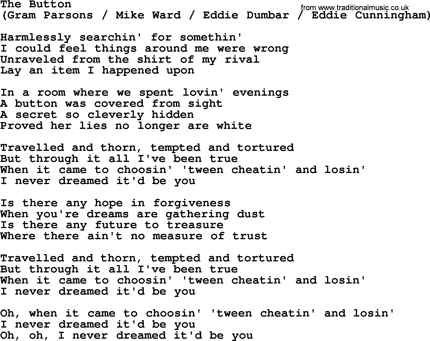 The Byrds song The Button, lyrics