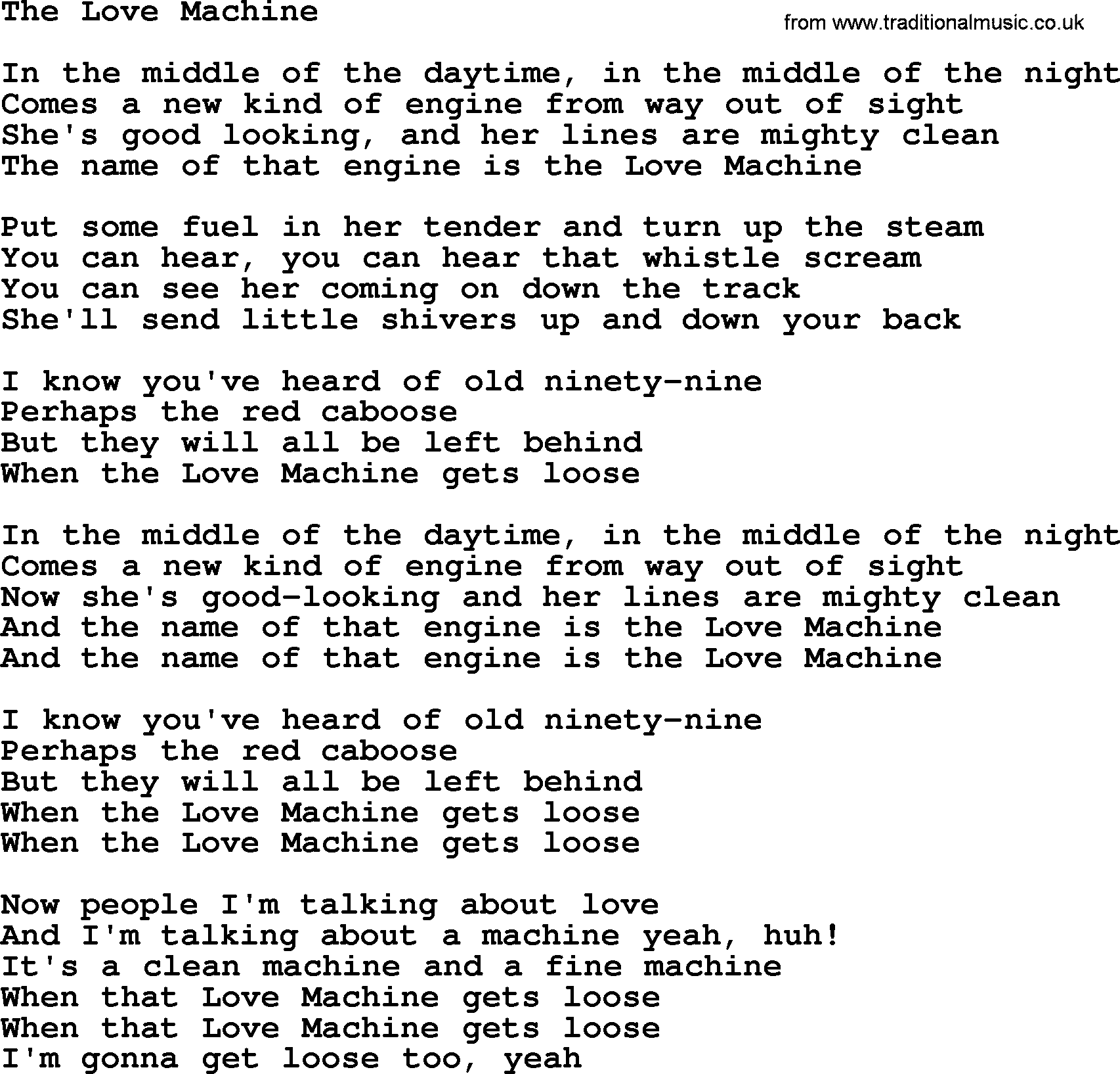 The Byrds song The Love Machine, lyrics