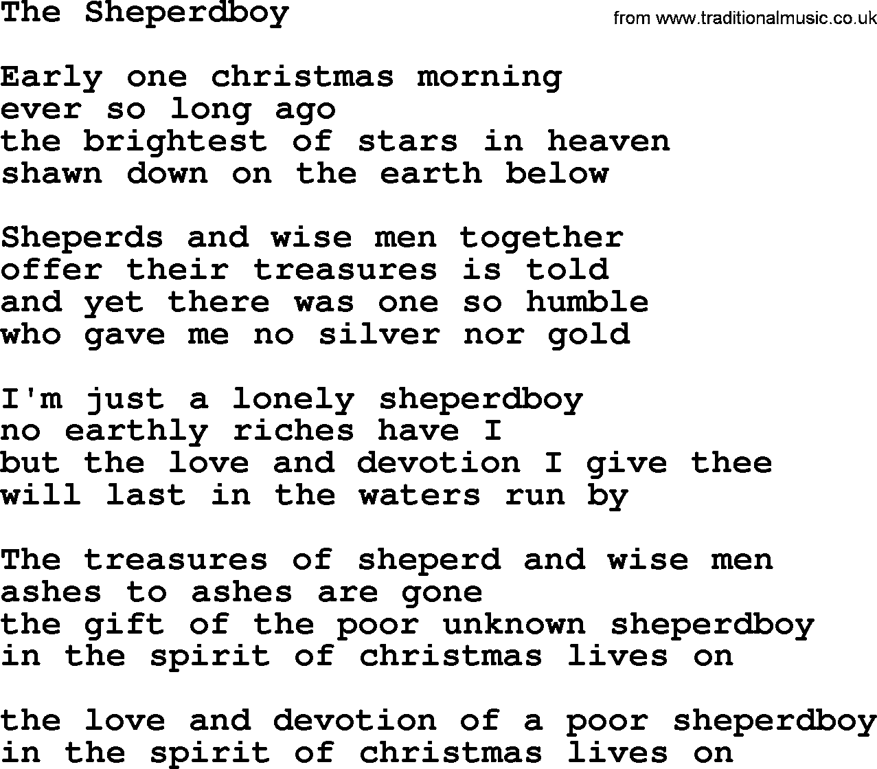 The Byrds song The Sheperdboy, lyrics