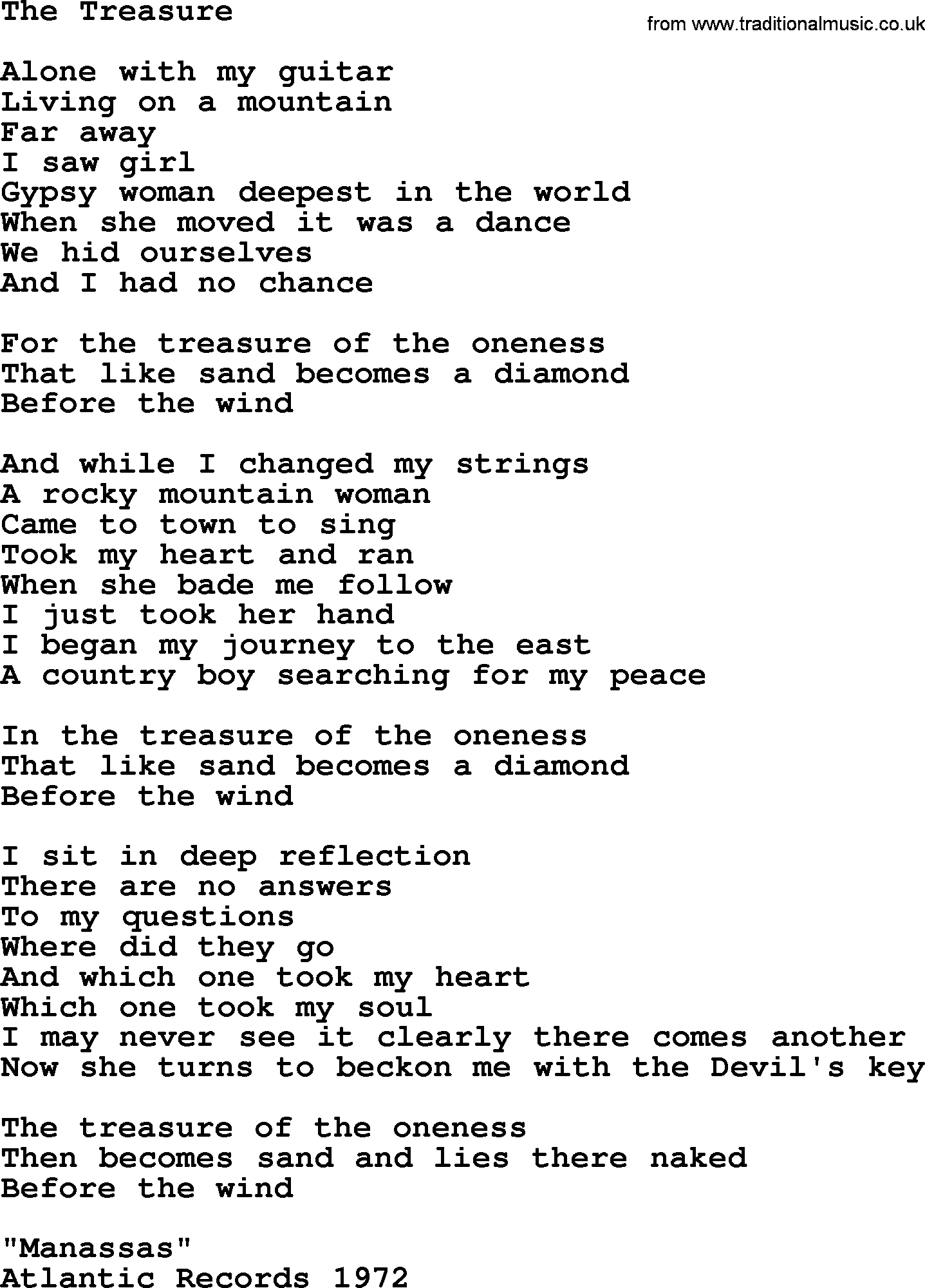 The Byrds song The Treasure, lyrics