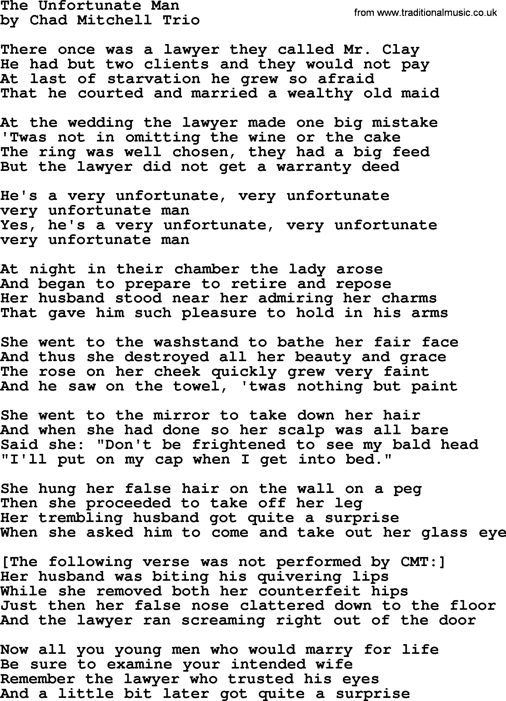 The Byrds song The Unfortunate Man, lyrics