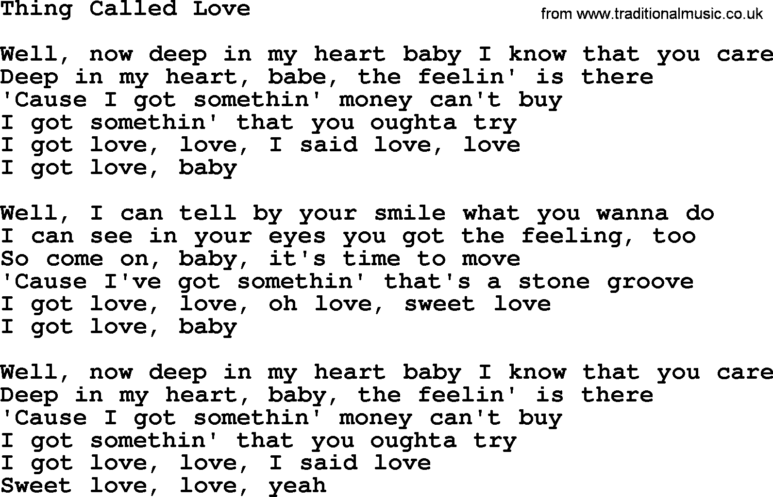 The Byrds song Thing Called Love, lyrics